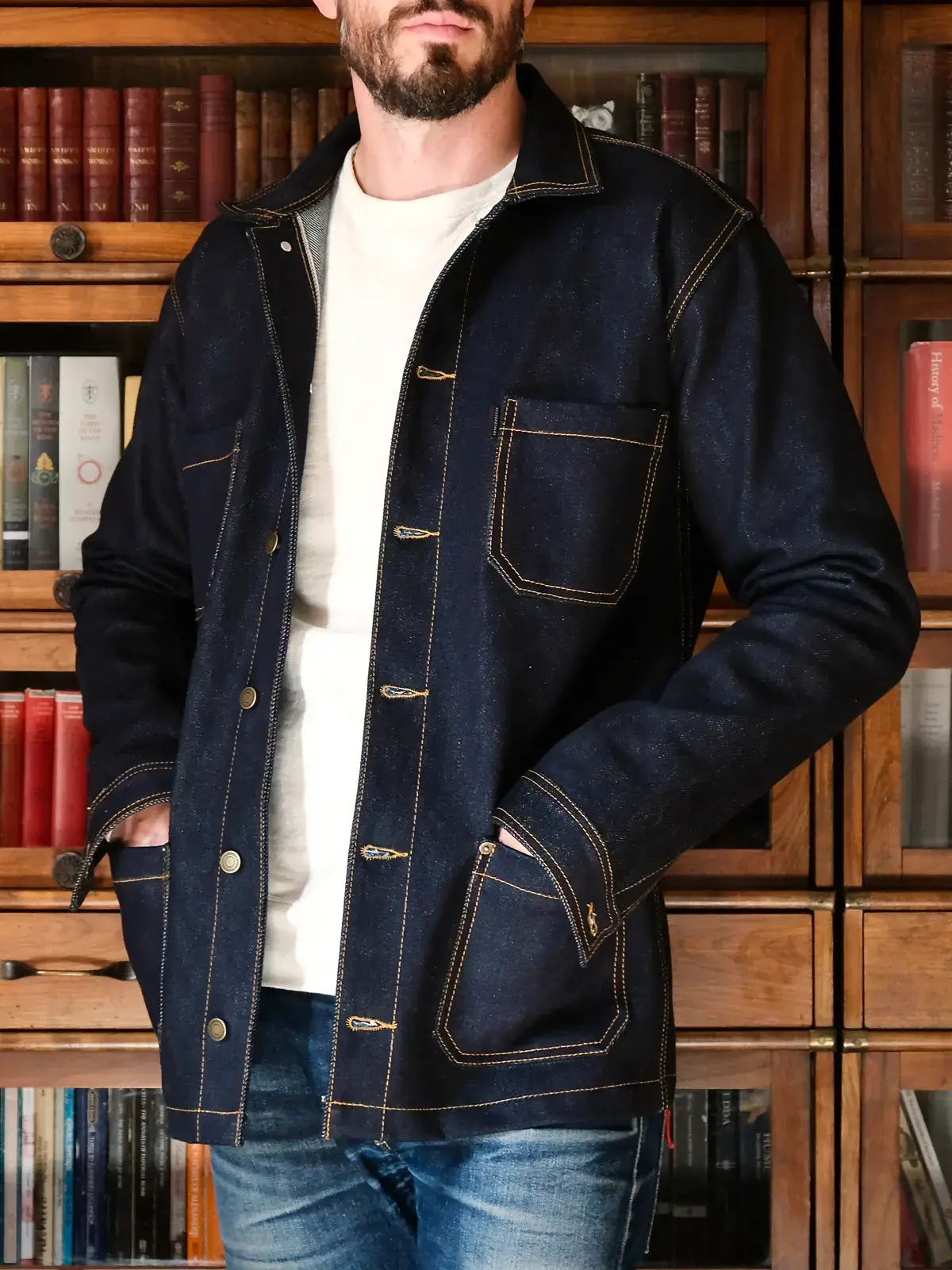 ジャケット・アウター DECOROSO coated denim jacket 1 Ghost Indigo Selvedge Jacket - 25oz | Sosobrothers