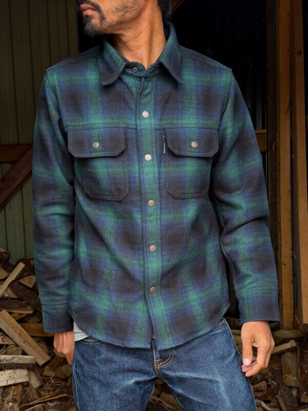 Heavyweight Green Flannel Work Shirt - 13.5oz