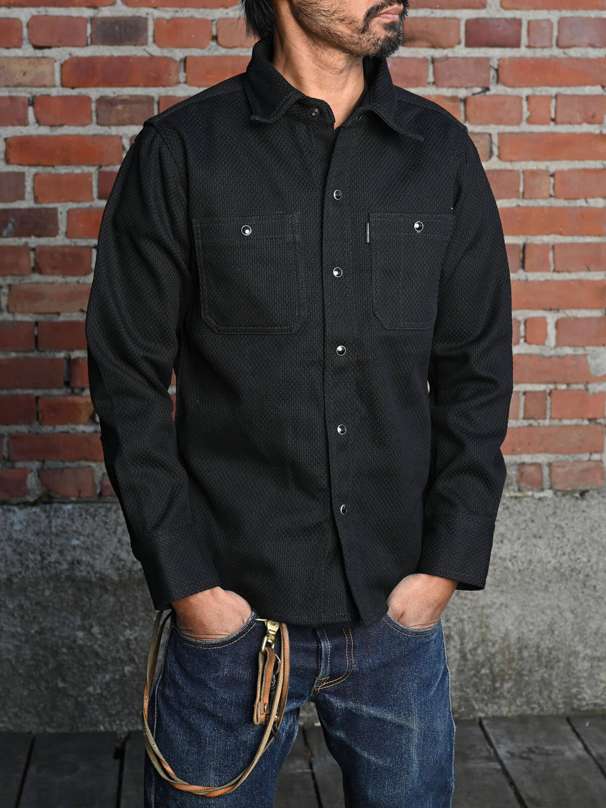 Black Sashiko Mechanic Shirt – 12oz