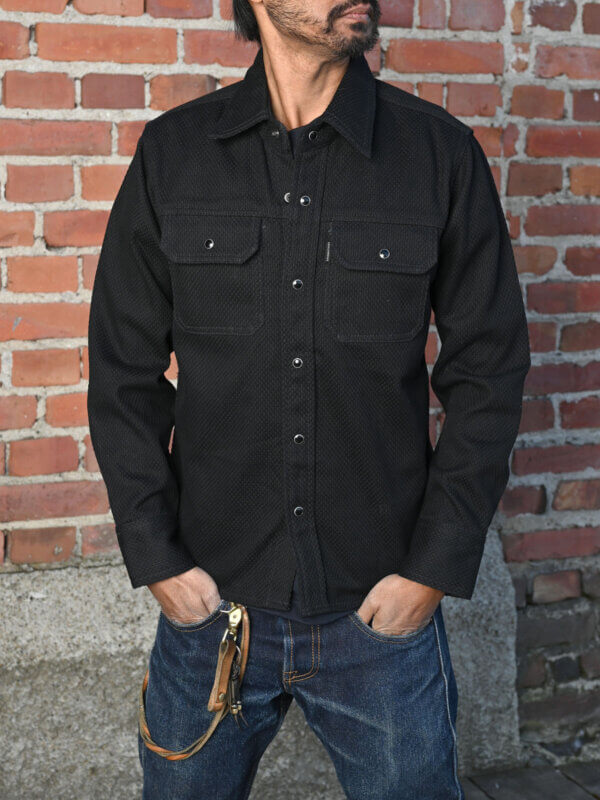 Black Sashiko Work Shirt - 12oz