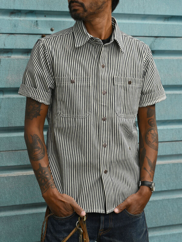 Indigo Hickory Stripe Mechanic Shirt - 10oz