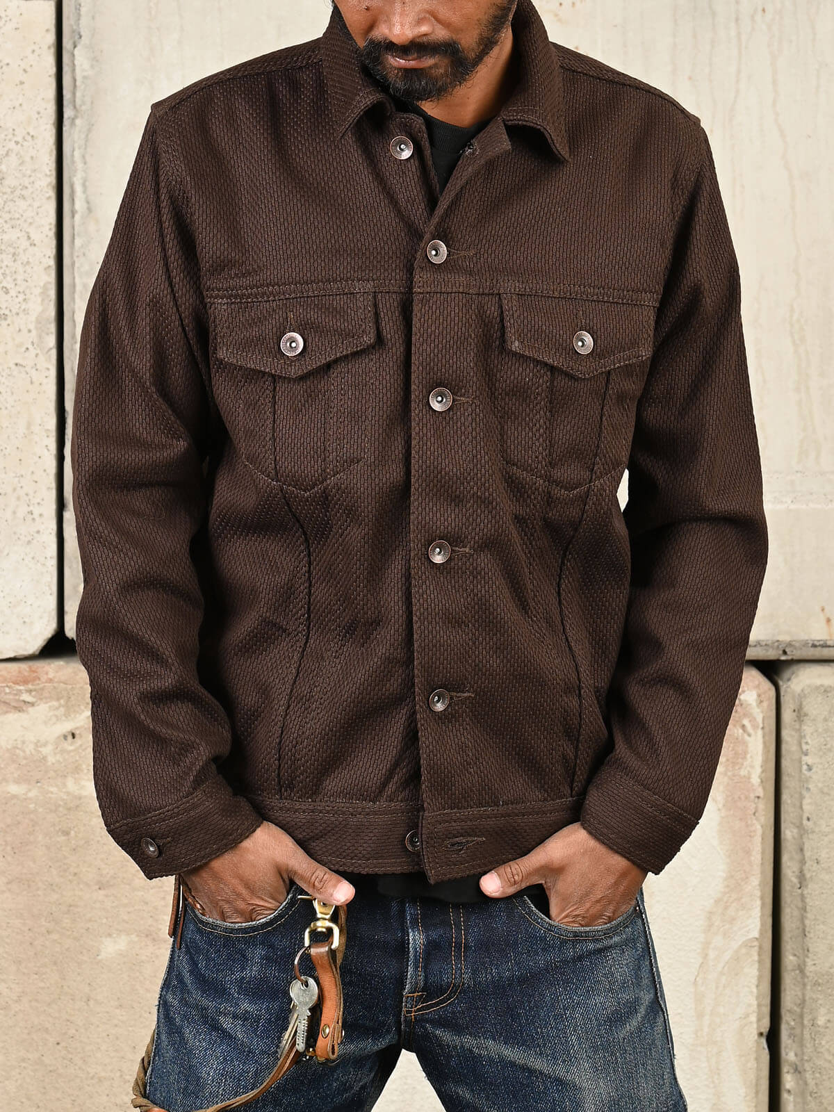Brown Sashiko Type 3 Jacket – 12oz