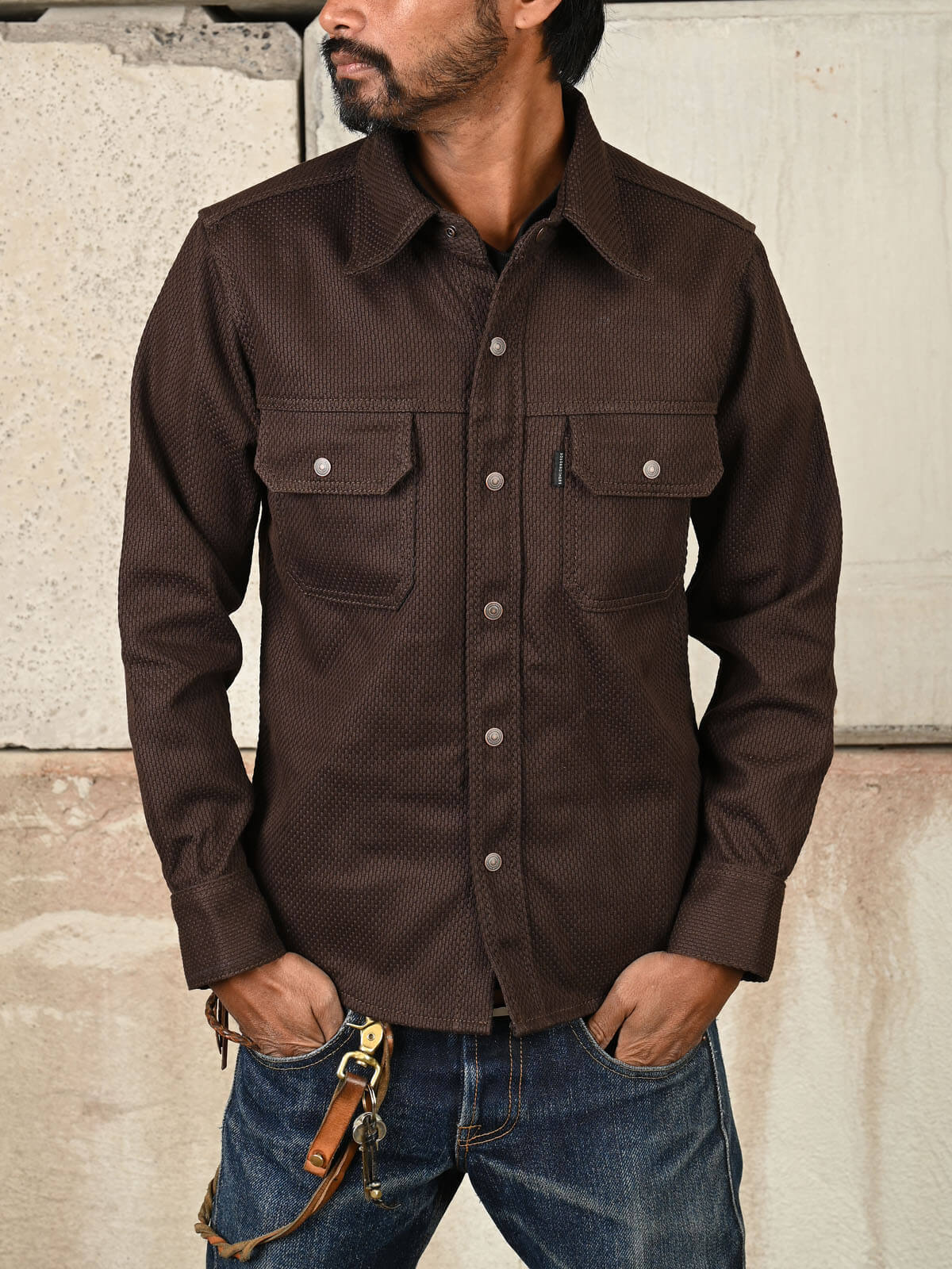Brown Sashiko Work Shirt – 12oz