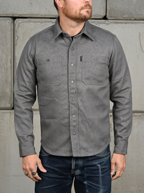 Grey Sashiko Mechanic Shirt - 12oz