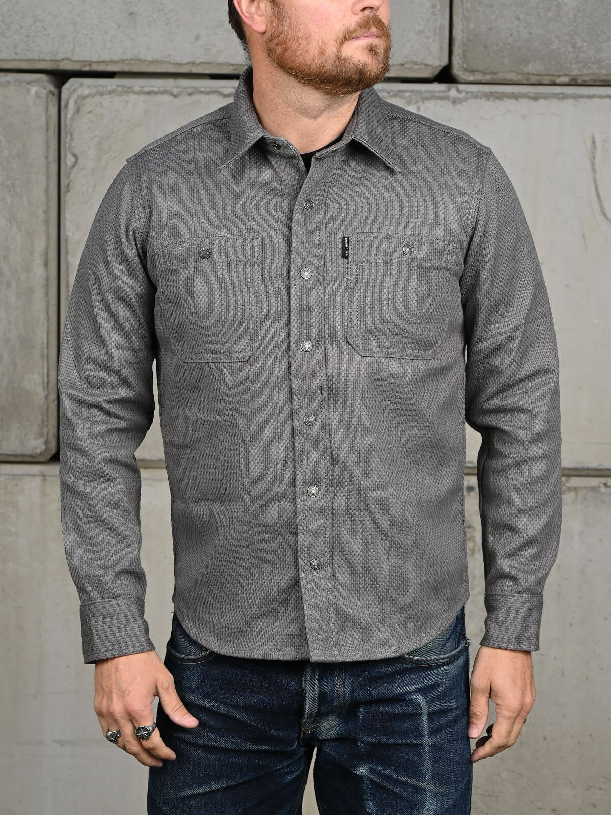Grey Sashiko Mechanic Shirt – 12oz